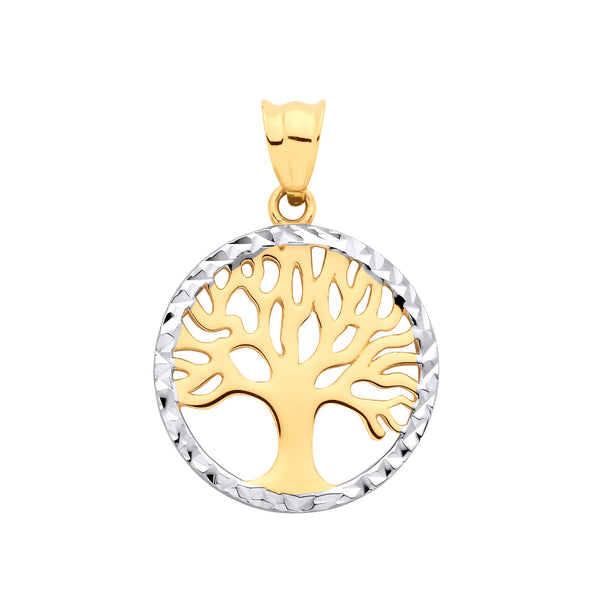 Y & White Gold Small Tree Of Life Pendant