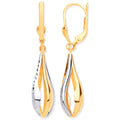 Y & White Gold Teardrop Style Earrings