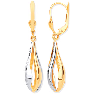 Y & White Gold Teardrop Style Earrings