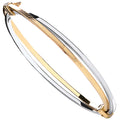 Y & White Gold Two Row Bangle With Greek Key Pattern
