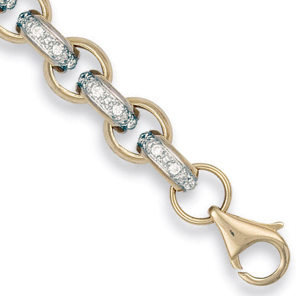 Yellow Gold 10.0mm Plain & CZ Belcher Chain