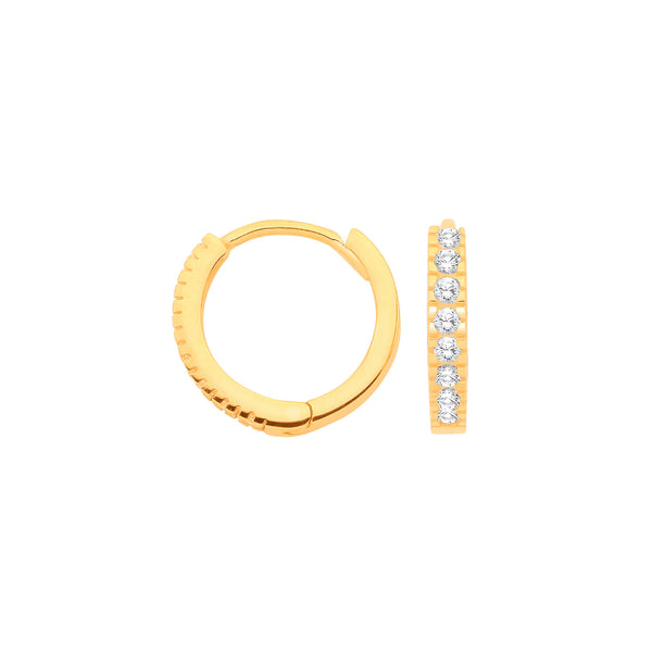 Yellow Gold 11.7mm CZ Huggies