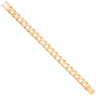 Yellow Gold 11mm Casted Grain Edge Gents Bracelet