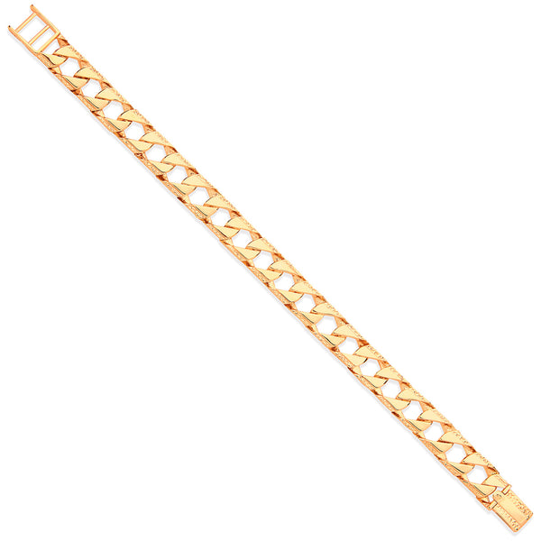 Yellow Gold 11mm Casted Grain Edge Gents Bracelet