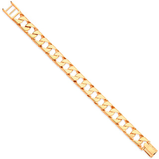 Yellow Gold 12mm Casted Grain Edge Gents Bracelet 08