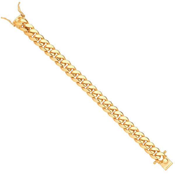 Yellow Gold 12mm Cuban Link Solid Gents Bracelet