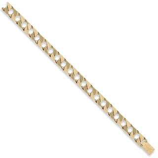 Yellow Gold 12mm Plain & Bark Casted Curb Bracelet