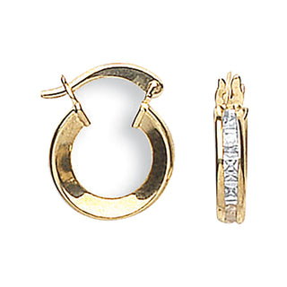 Yellow Gold 13mm Princess Cut CZ Hoops