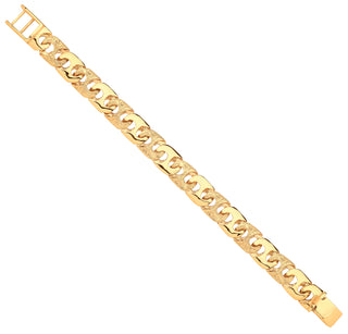 Yellow Gold 14mm Plain & Engraved Anchor Medium Link Gents Bracelet