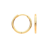 Yellow Gold 14mm Plain Hinged Huggies