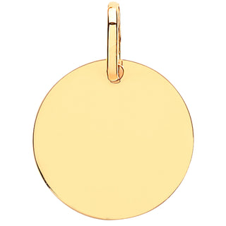 Yellow Gold 14mm Plain Round Pendant