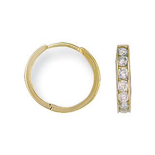 Yellow Gold 15mm CZ Huggies 1.4g