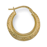 Yellow Gold 18mm Patterned Creoles