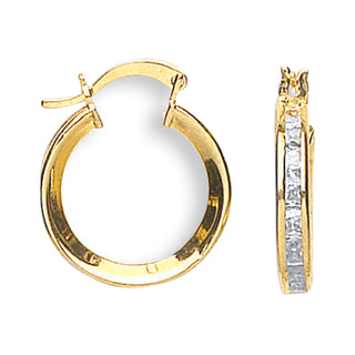 Yellow Gold 18mm Princess Cut CZ Hoops
