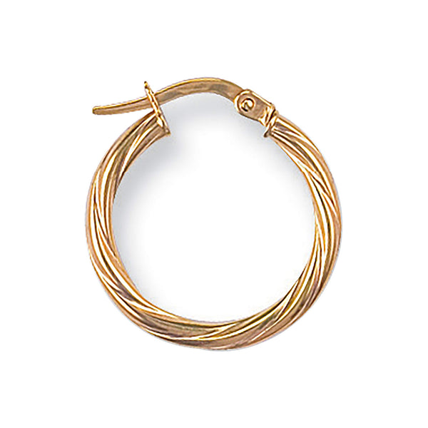 Yellow Gold 19mm Twisted Hoop Earrings