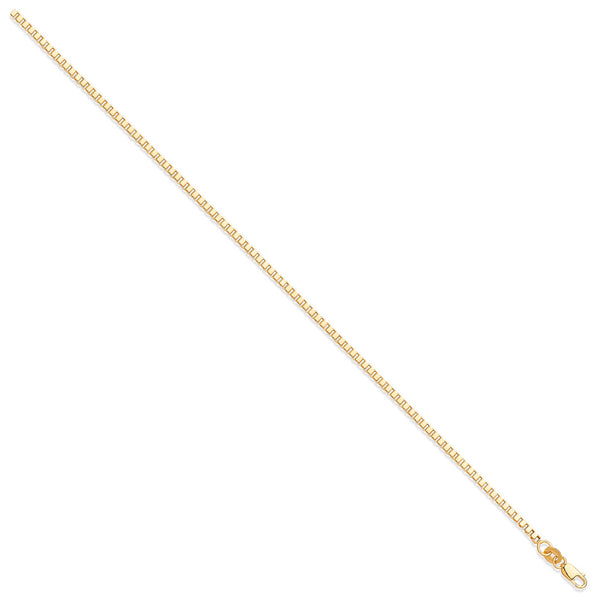 Yellow Gold 2.1mm Hollow Square Cut Box Chain