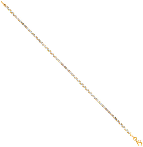 Yellow Gold 2.1mm Round CZ Ladies Tennis Bracelet 07