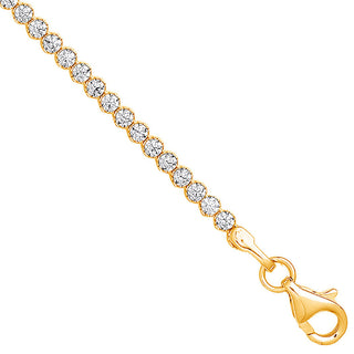 Yellow Gold 2.1mm Round CZ Ladies Tennis Bracelet