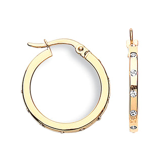 Yellow Gold 20mm CZ Hoop Earrings