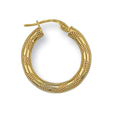 Yellow Gold 20mm Frosted Tube Hoop Earrings