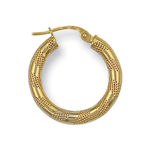 Yellow Gold 20mm Frosted Tube Hoop Earrings
