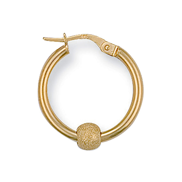Yellow Gold 20mm Glitter Ball Hoop Earrings