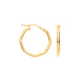 Yellow Gold 20mm Octagon Hoop Earrings