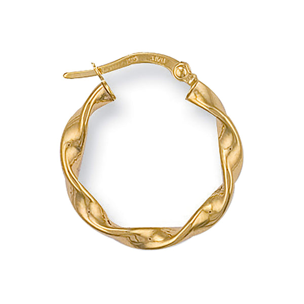 Yellow Gold 21mm Twisted Hoop Earrings 1g