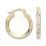 Yellow Gold 22mm Round Crystal Hoop
