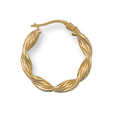 Yellow Gold 22mm Twisted Hoop Earrings