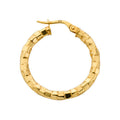 Yellow Gold 25.8mm Fancy Hoop Earrings