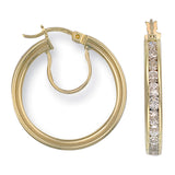 Yellow Gold 25mm CZ Hoop Earrings
