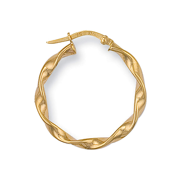 Yellow Gold 26mm Twisted Hoop Earrings 1.2g
