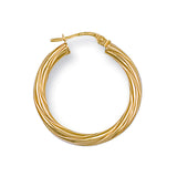 Yellow Gold 26mm Twisted Hoop Earrings 1.3g
