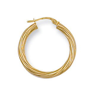 Yellow Gold 26mm Twisted Hoop Earrings 1.3g