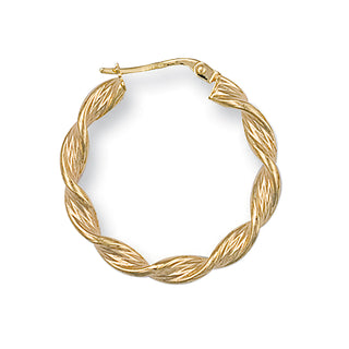 Yellow Gold 27mm Twisted Hoop Earrings 1.6g
