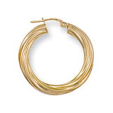 Yellow Gold 27mm Twisted Hoop Earrings 2g