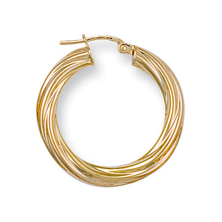 Yellow Gold 27mm Twisted Hoop Earrings 2g