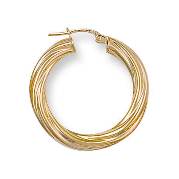 Yellow Gold 27mm Twisted Hoop Earrings 2g