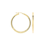 Yellow Gold 30mm Half D/c Half Plain Hoops