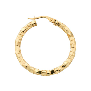 Yellow Gold 31.2mm Fancy Hoop Earrings