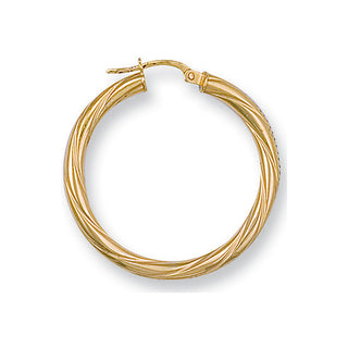 Yellow Gold 31mm Twisted Hoop Earrings 1.6g