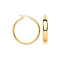 Yellow Gold 35mm Court Shape Tube Hoop Earrings
