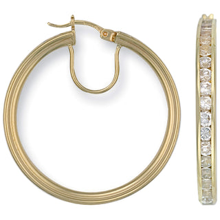 Yellow Gold 35mm CZ Hoop Earrings