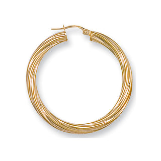 Yellow Gold 37mm Twisted Hoop Earrings 2.8g