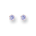 Yellow Gold 3mm Claw Set Lavander CZ Studs