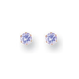 Yellow Gold 3mm Claw Set Lavander CZ Studs