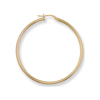 Yellow Gold 40mm Round Tube Hoop Earrings