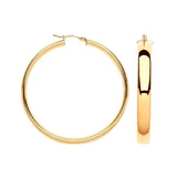 Yellow Gold 46mm Court Shape Tube Hoop Earrings