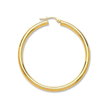 Yellow Gold 46mm Plain Tube Hoop Earrings